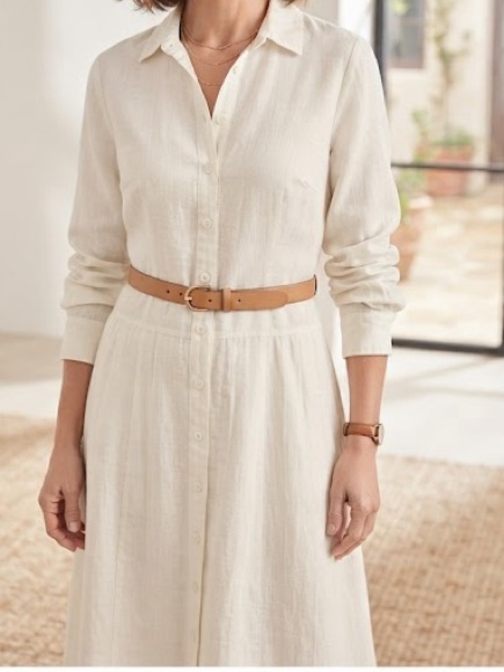 BGL Cream Button-Front Maxi Dress